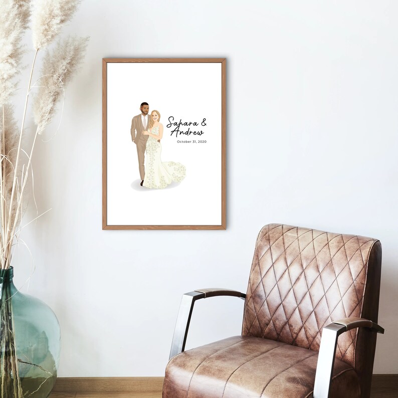 Wedding Canvas Guest Book Alternative  Wedding Illustration  image 5