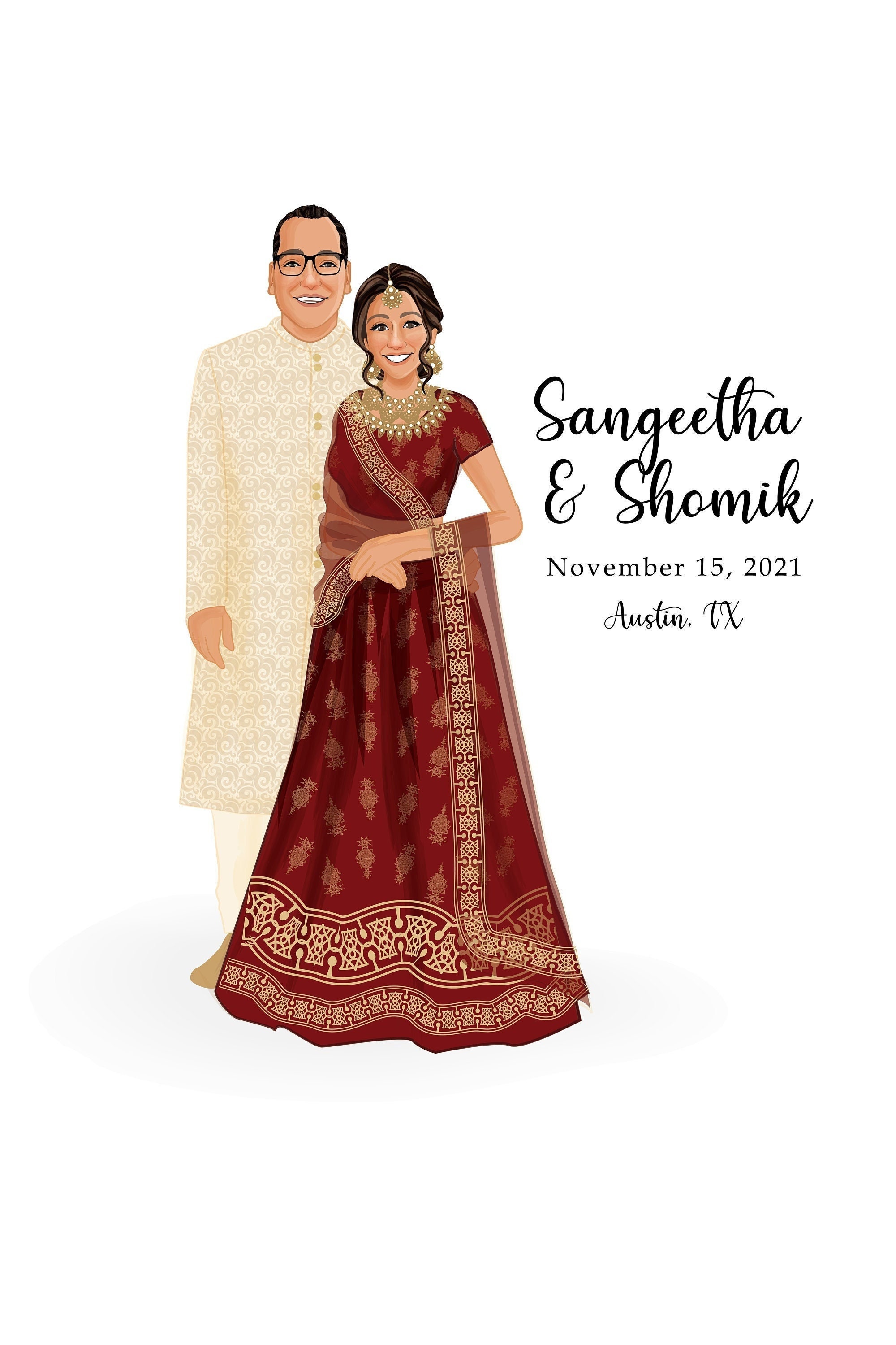 Indian Wedding Cartoon - Etsy Indian Wedding Cartoon - Etsy