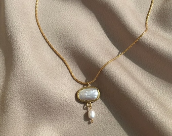 NEW ! Special Design Pearl Necklace, Unique Natural Pearl Chain Necklace, Single Pearl Necklace, Design Pendants, Bridal Jewelry,Mother Gift
