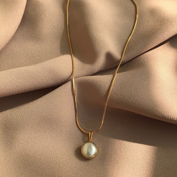 NEW Majorca Pearl Necklace, Real Pearl Necklace, Italian Chain Necklace, Mother Day Gifts, Special Day Gifts, Wedding Jewelry, Gift for Her