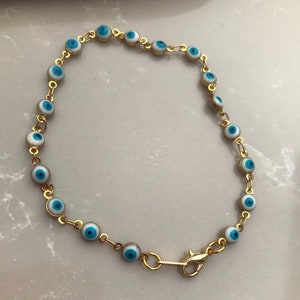 Gold Evil Eye Bead Anklet, Blue Eye Design Anklet, Evil Eye Balls Anklet, Daily Elegance, Mother Day Gift, Special Day Gifts, Gift for Her