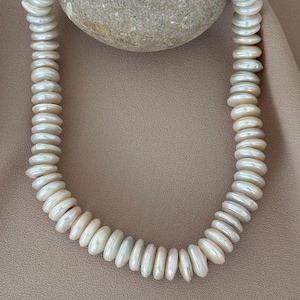 NEW ! Large Flat Baroque Pearl Stylish Necklace, Baroque Design Necklace, Timeless Necklace, Real Baroque Pearl Necklace, Wedding Jewelry