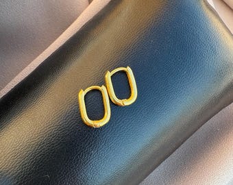 Minimalist Oval Hoop Earrings