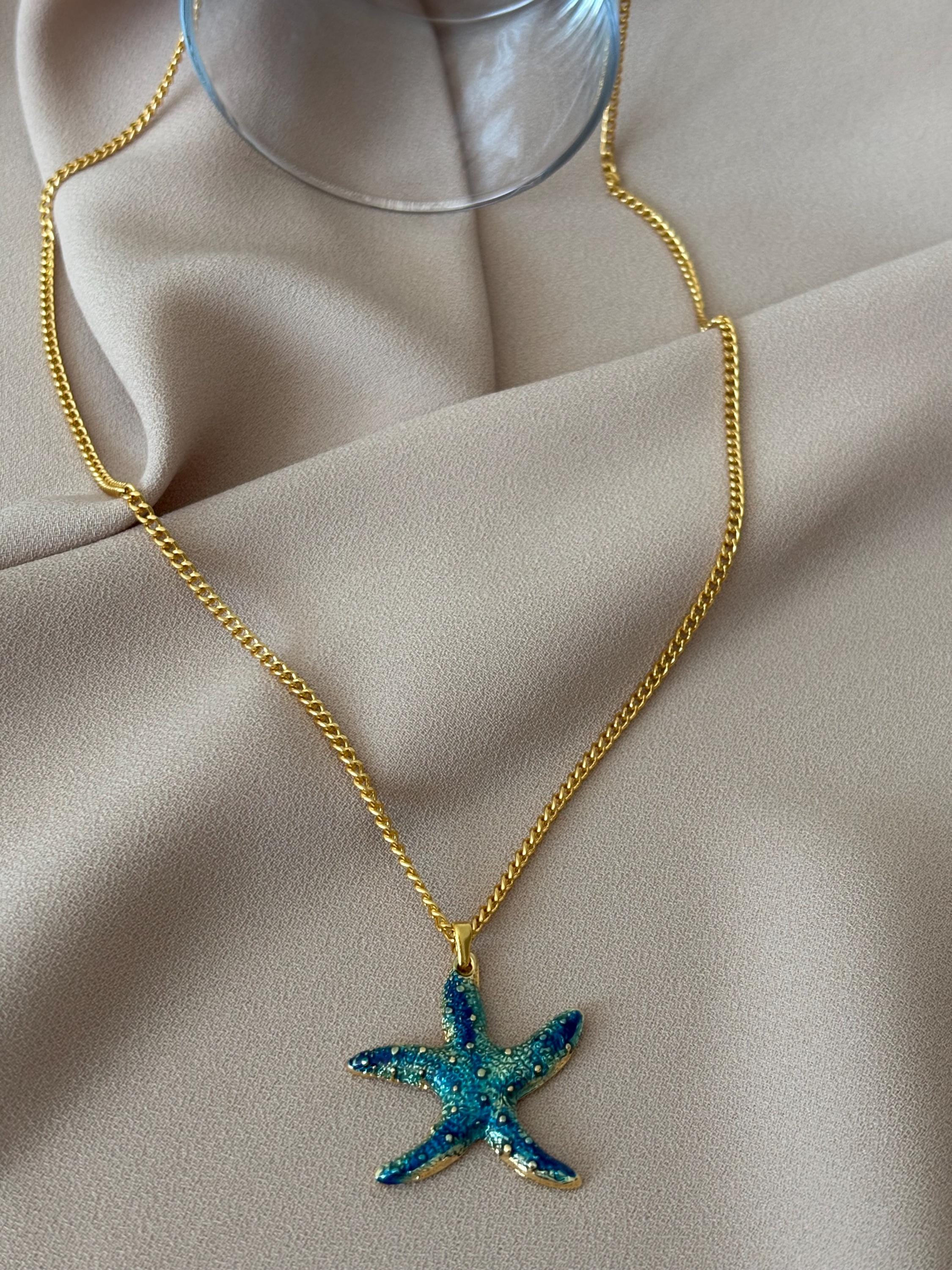 Pattina Blue Starfish Chain Gold Necklace - Etsy display picture 2