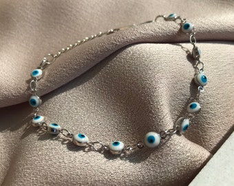 Evil Eye Beads Bracelet, Blue Eye Protection Bangles, Turkish Evil Eye Bead, Mother Day Gift,Special Day Gift,Gift for Her,Family Gift