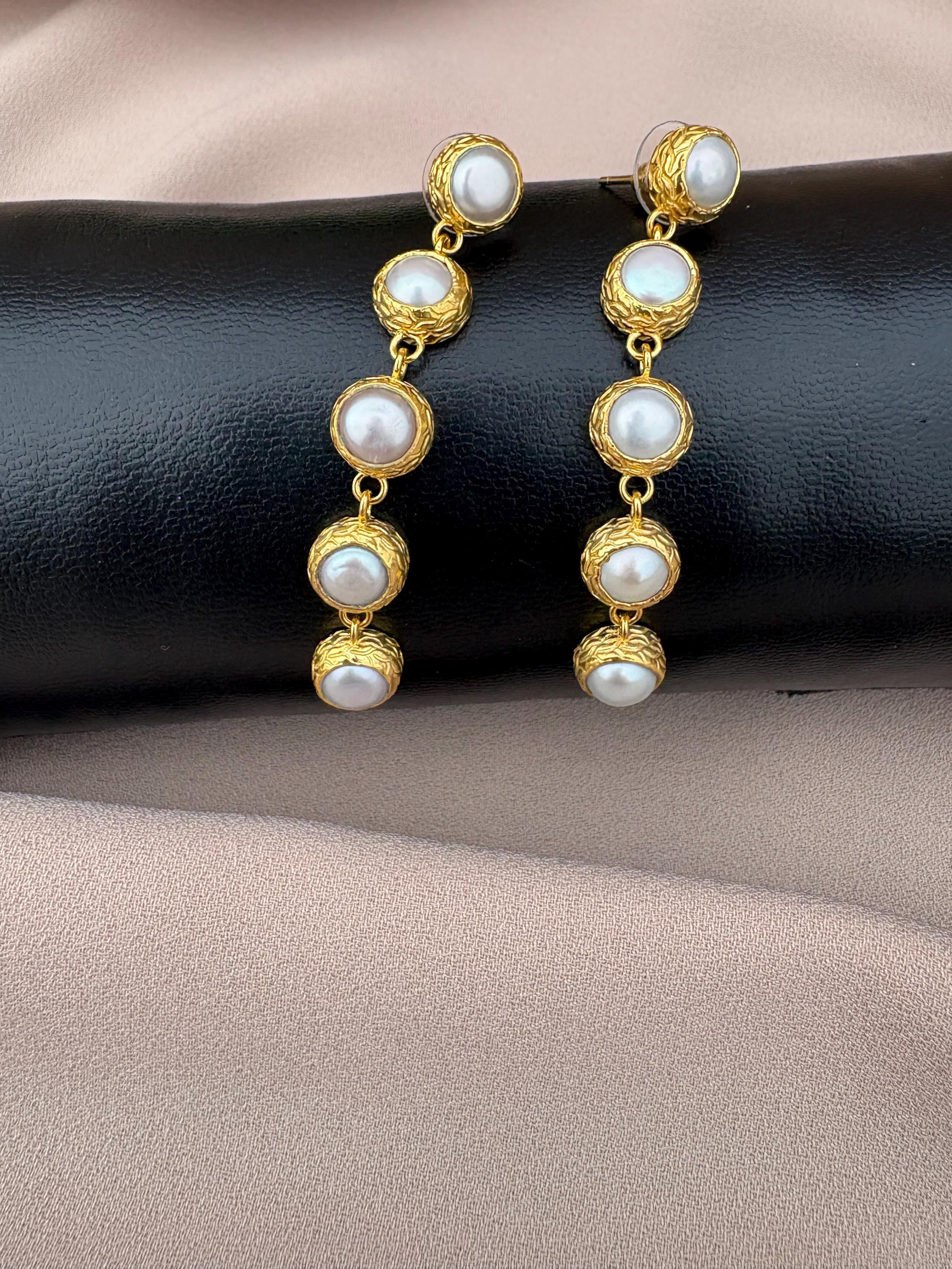 Orecchini vintage in oro 18 kt con perle mabè - Reves d'Antan