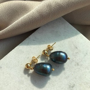 Real Black Pearl Earrings, Baroque Pearl Earrings, Classic Minimalist Earrings,Christmas Gift,Mother Day Gift,Special Day Gifts,Gift for Her