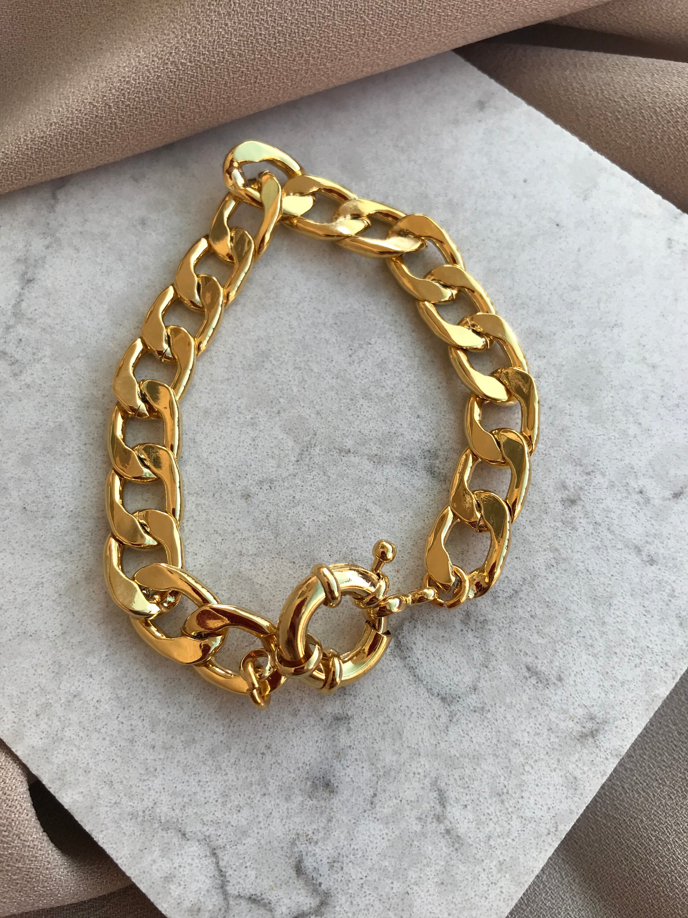 Retro Chain Bracelet Chain Bangle Thick Gold Chunky Chain - Etsy