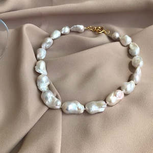 NEW Large Baroque Pearl Necklace, White Baroque Necklace, Timeless ...