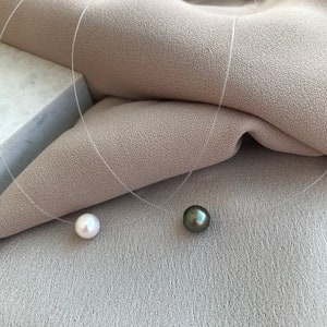Ghost Chain Single Pearl Necklace, Invisible Pearl Necklace, Elegant Majorca Pearl Necklace, 8 mm Pearl Necklace, Mother Day Gift