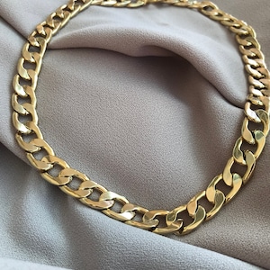 Chunky Gold Chain Necklace: 22k Gold Plated Brass, Retro Style