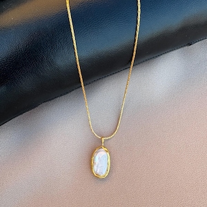 Gold Irregular Real Square Pearl Chain Necklace
