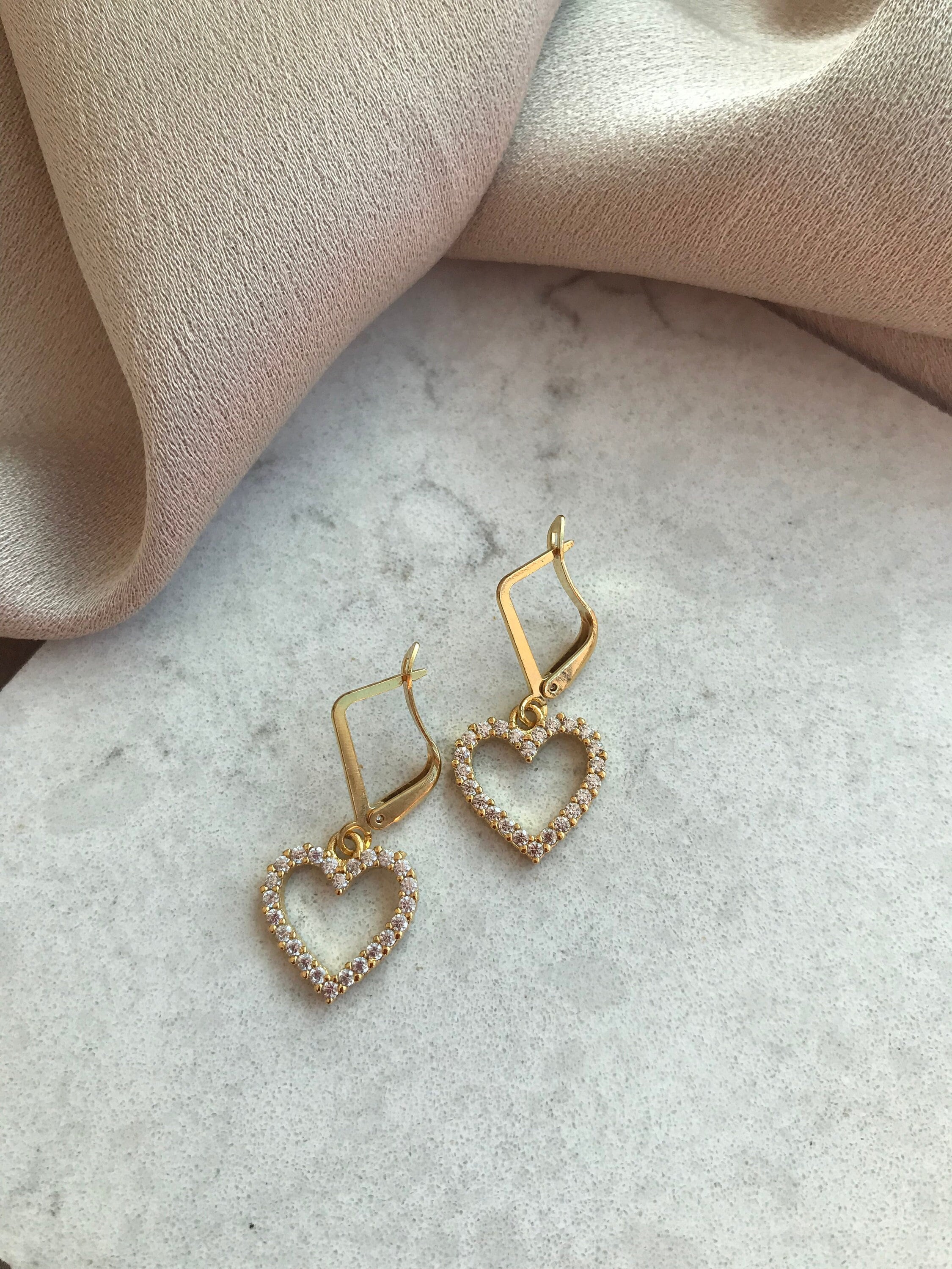 Boucles D'oreilles Gas Bijoux - Coeurs En Cristal - Fermoir Dormeuse - Occasion