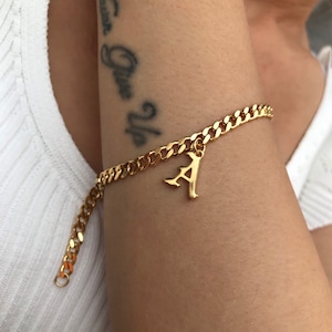 Pulsera de cadena dorada con letra inicial, brazaletes con letras personalizadas, regalo de Navidad, regalo familiar, regalos para días especiales, regalo para ella, regalos para el Día de la Madre