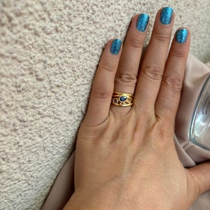 Verstellbarer Eleganter Designer Ring mit Zwei Zirkon Steinen Bild 3