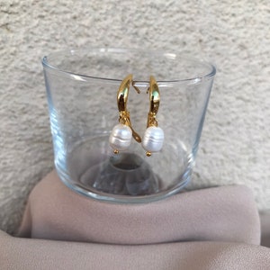 White Real Baroque Pearl Earrings, Leverback Baroque White Pearl Earrings, Gold Pearl Jewelry, Wedding Jewelry, Special Gifts, Gift for Her