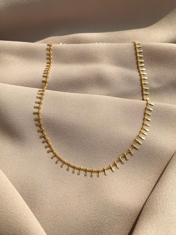 NEW 22k Brilliant Gold Self Dangle Chain Necklace Stylish Chain Necklace flat Chain Necklace mother s Day Gift special Gift Basic Jewelry Etsy