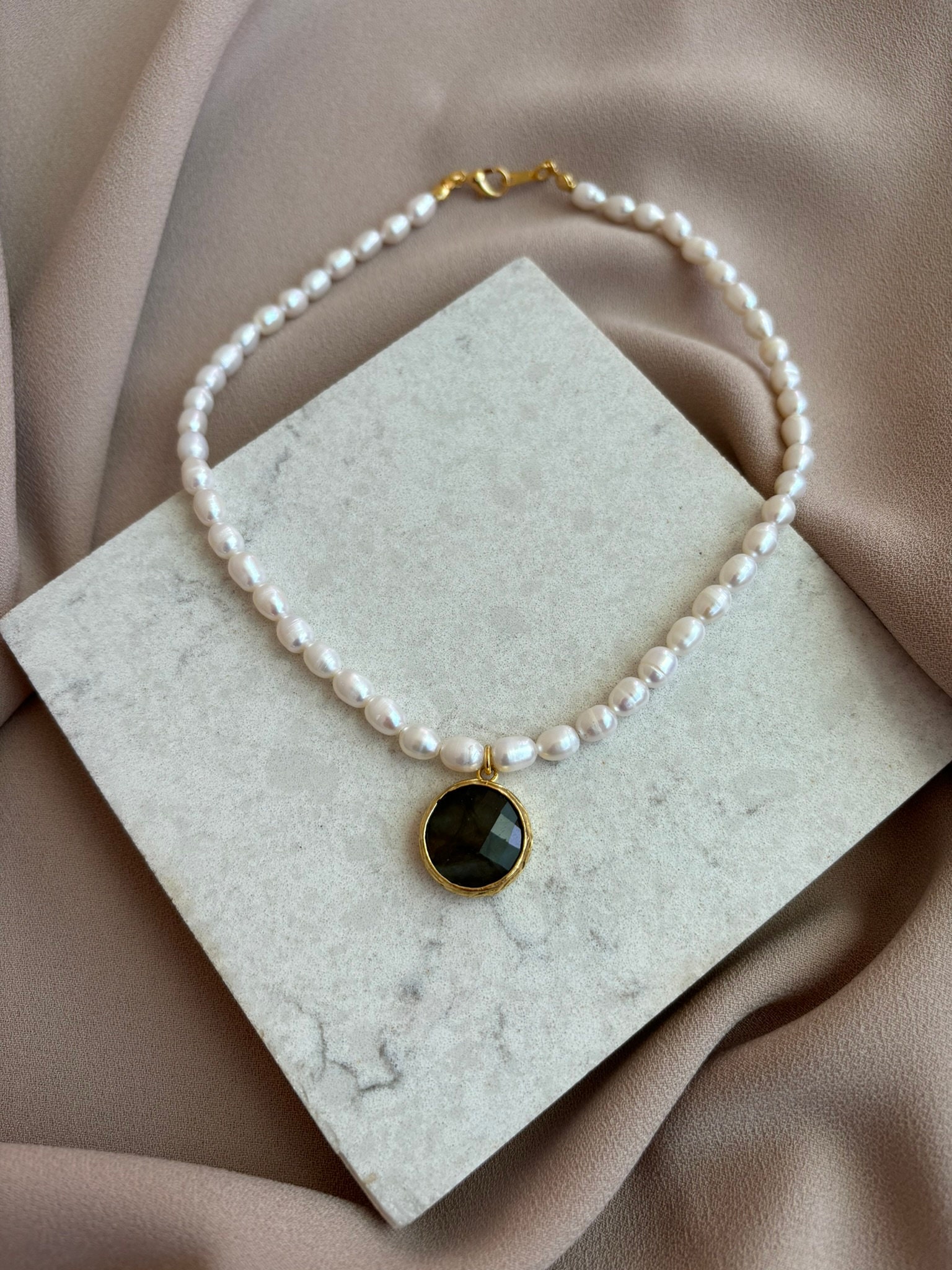Collier De Perles En Labradorite, Pierre Naturelle, Envoi Offert, Neuf Avec étiquette