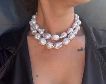 Timeless Large White Baroque Pearl Necklace - Etsy 日本
