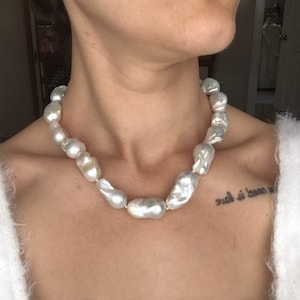 NEW Large Baroque Pearl Necklace, White Baroque Necklace, Timeless Necklace, Real Baroque Pearl Necklace, Wedding Jewelry, Bridal Necklace image 6
