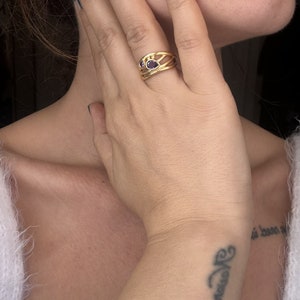 Verstellbarer Eleganter Designer Ring mit Zwei Zirkon Steinen Bild 6