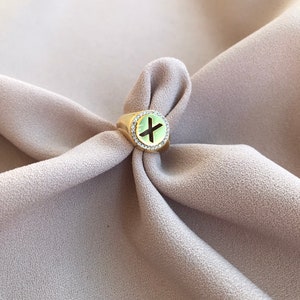 ¡NUEVO! Anillo de oro con letras grabadas a láser, anillo personalizado con circonita, joyería personalizada, regalo para pareja, regalo para el Día de la Madre, regalos especiales
