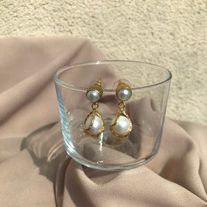 Handmade Baroque Pearl Earrings: 22k Gold Plated Bridal Jewelry