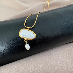 Einzigartige natürliche einzelne Perle Anhänger Platz Halskette