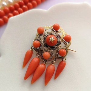 独特な Antique coral 日本 Etsy - brooch 工芸品