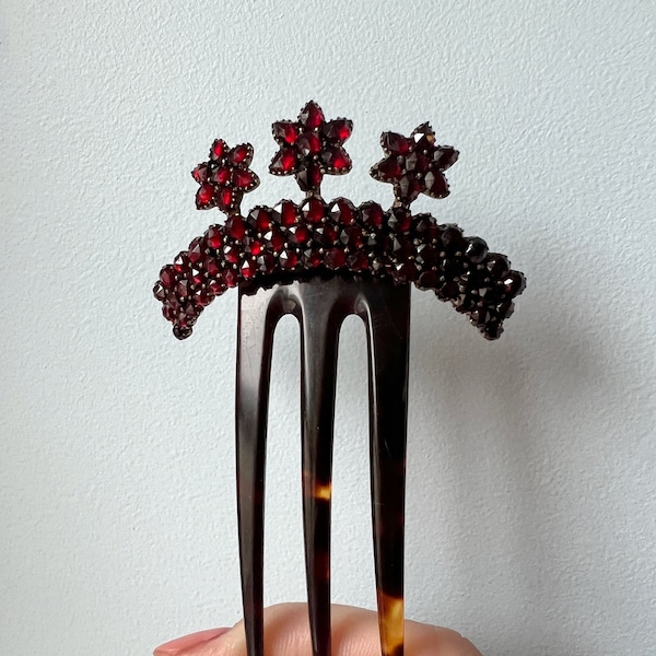 Antique garnet flower hair comb | garnet hair pin | antique hair comb | flower hair pin | Antique hair pin | Mother’s Day gift