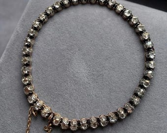 Victorian era French antique 18K gold 4ct rose cut diamond rivière bracelet