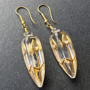 Boucles d'oreilles indiennes antiques en or 22 carats et cristaux de roche et diamants