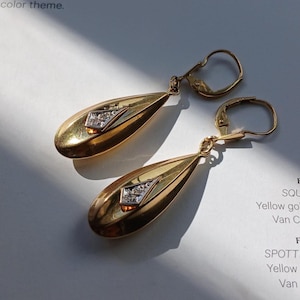 18K yellow gold textured Teardrop Diamond Earrings