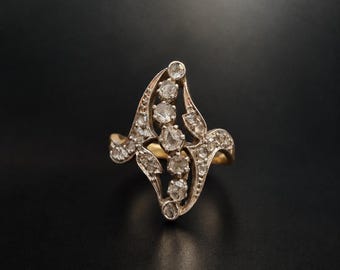 Victorian era French 18K Gold 0.5ct rose cut diamond ring