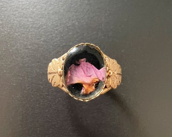 Victorian 14k gold secret box floral ring, antique locket ring poison ring floral ring gold flower ring romantic ring birthday ring gift