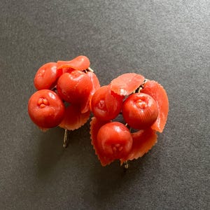 Victorian era Coral Fruit Earrings: Dangle Floral Design
