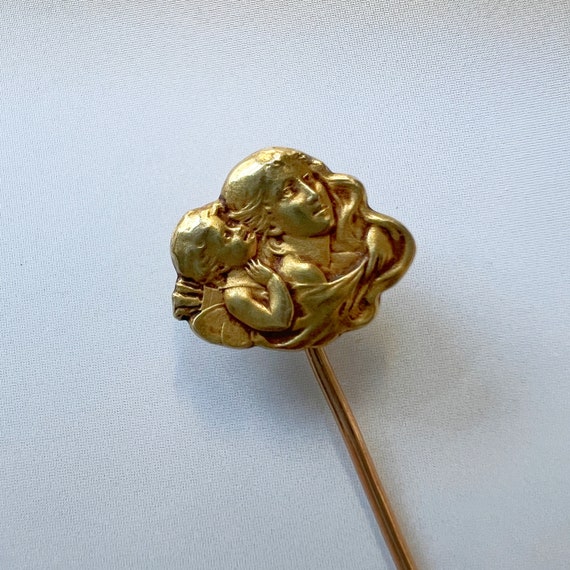 Art Nouveau 18K gold Cupid and Venus stick pin, a… - image 2