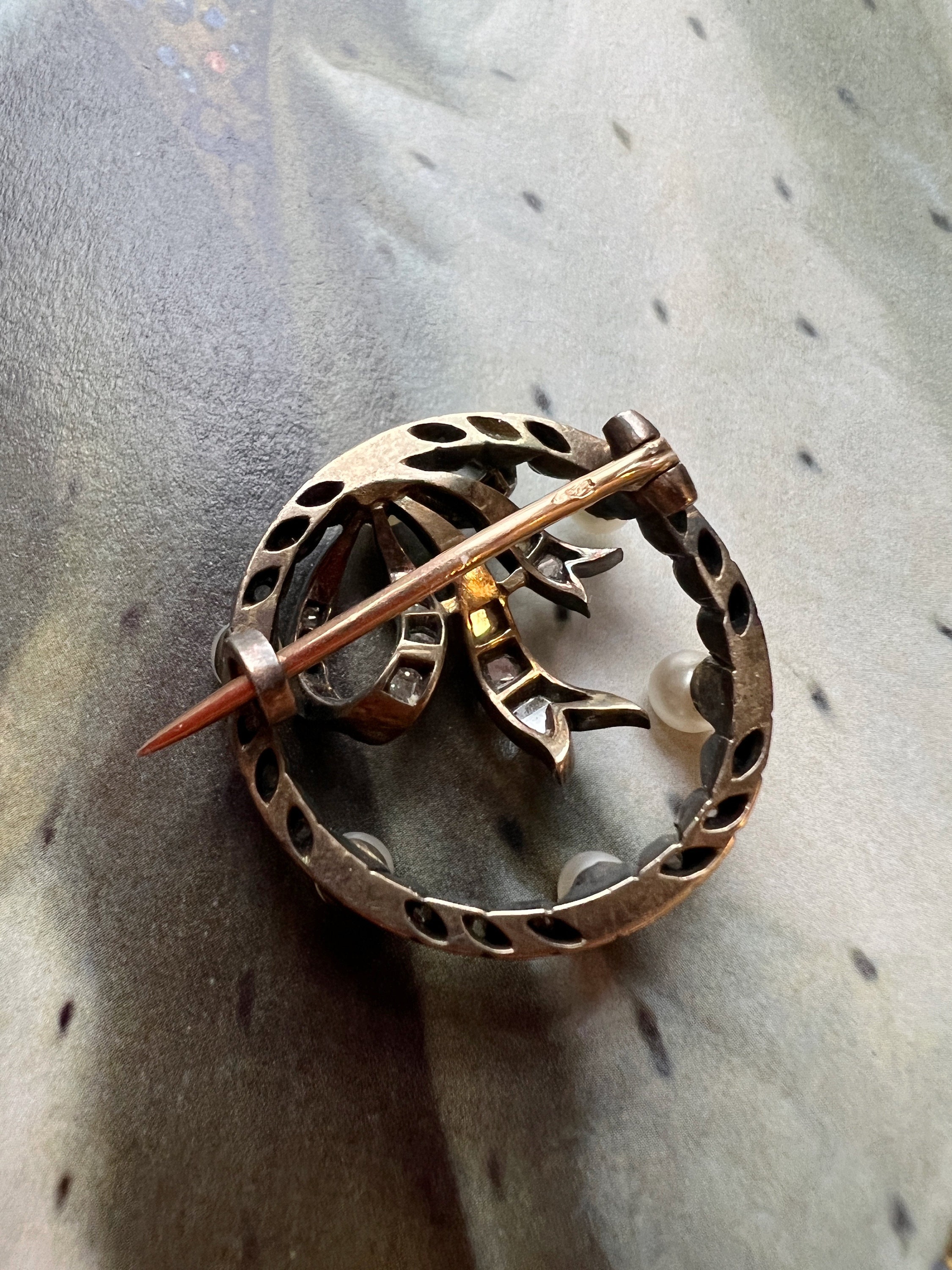 Broche Ancienne En Or 14 Carats - Épingle Or 18 Carats - Bijou Vintage 18ème Siècle