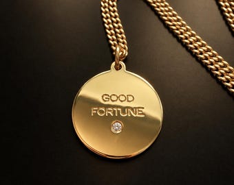 Vintage Tiffany “Good Fortune” 8.6g 18K Gold diamond pendant