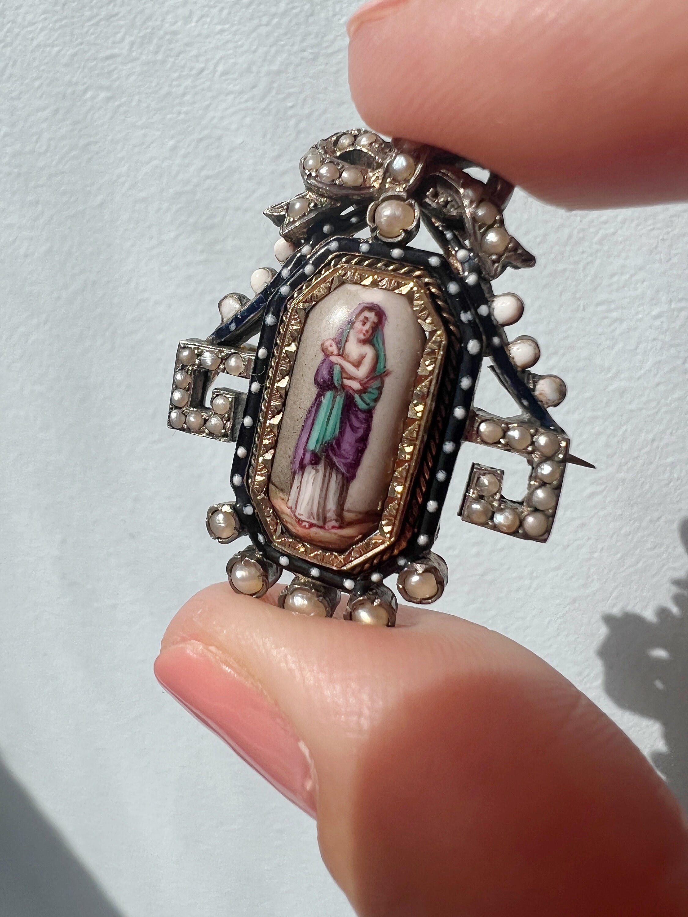 Rare Antique Virgin Mary Holding Jesus Pearl Brooch Antique - Etsy