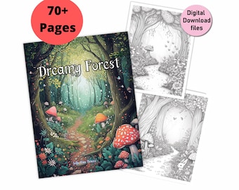 70+ Dreamy Forest coloring pages (instant download pdf digital file printable) for personal use