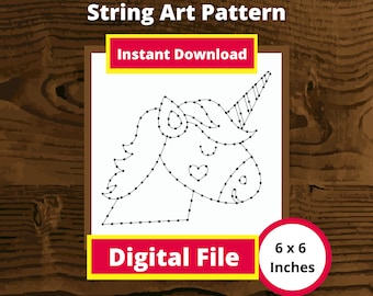 String Art Digital Pattern eenhoorn (6 x 6 inch)