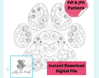 Paper Quilling Art Pattern for a paw print (Digital template)