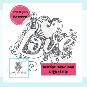 Paper Quilling Art Pattern for the Word Love (Digital template)