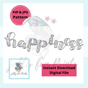 Paper Quilling Art Pattern for the Word Happiness (Digital template)