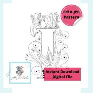 Paper Quilling Art Pattern for uppercase and lowercase of Letter i  (Digital template)