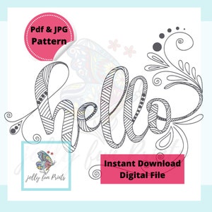 Paper Quilling Art Pattern for the Word Hello (Digital template)