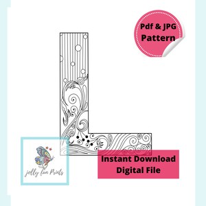 Carta Quilling Art Pattern per lettere maiuscole e minuscole della lettera L (modello digitale)