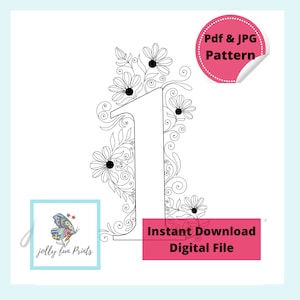 Paper Quilling Art Pattern for the number One (1) (Digital template)
