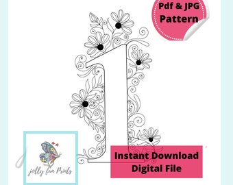 Paper Quilling Art Pattern for the number One (1) (Digital template)